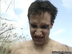 Dirty old mom fucking hard in the mud