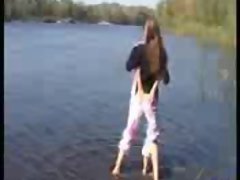 Two 18yo girls naked by the lake